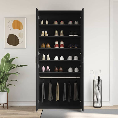 Schuhschrank mit Tür Schwarz 80 x 39 x 180 cm Holzwerkstoff