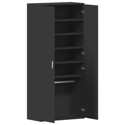 Schuhschrank mit Tür Schwarz 80 x 39 x 180 cm Holzwerkstoff