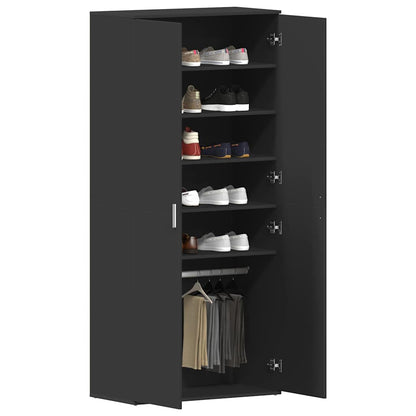 Schuhschrank mit Tür Schwarz 80 x 39 x 180 cm Holzwerkstoff