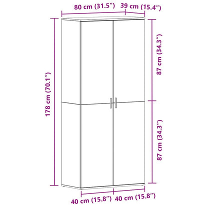 Schuhschrank mit Tür Schwarz 80 x 39 x 180 cm Holzwerkstoff