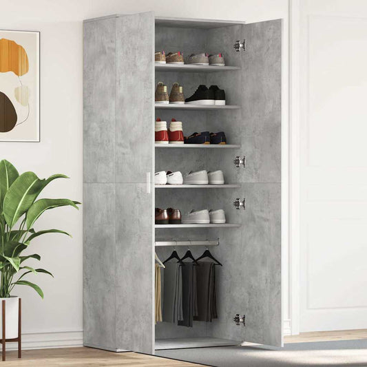 Schuhschrank mit Tür Grau 80 x 39 x 180 cm Holzwerkstoff