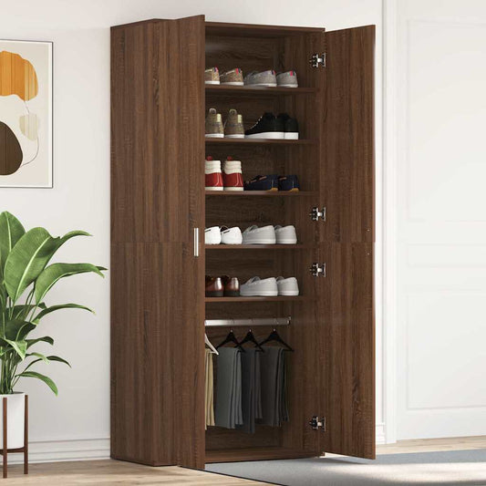 Schuhschrank mit Tür Braun 80 x 39 x 180 cm Holzwerkstoff