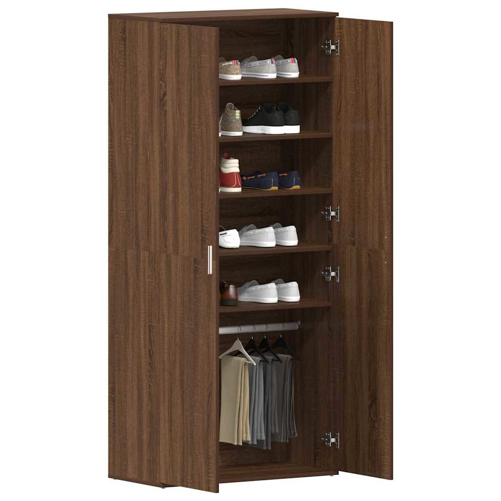 Schuhschrank mit Tür Braun 80 x 39 x 180 cm Holzwerkstoff