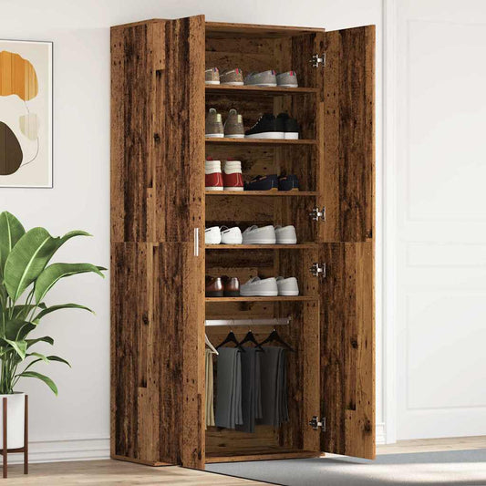 Schuhschrank mit Tür Braun 80 x 39 x 180 cm Holzwerkstoff