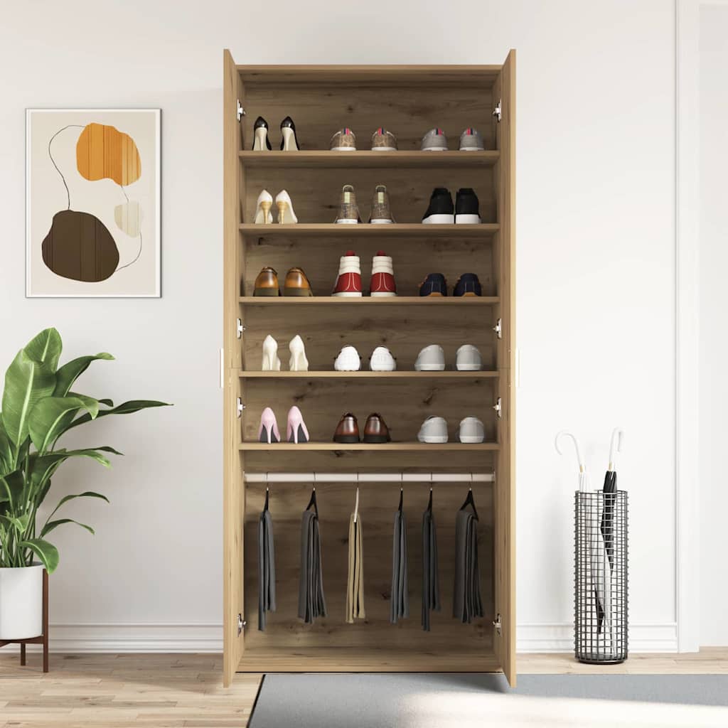 Schuhschrank mit Tür Braun 80 x 39 x 180 cm Holzwerkstoff