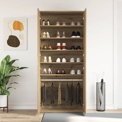 Schuhschrank mit Tür Braun 80 x 39 x 180 cm Holzwerkstoff