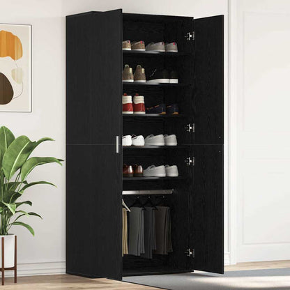 Schuhschrank mit Tür Schwarz 80 x 39 x 180 cm Holzwerkstoff