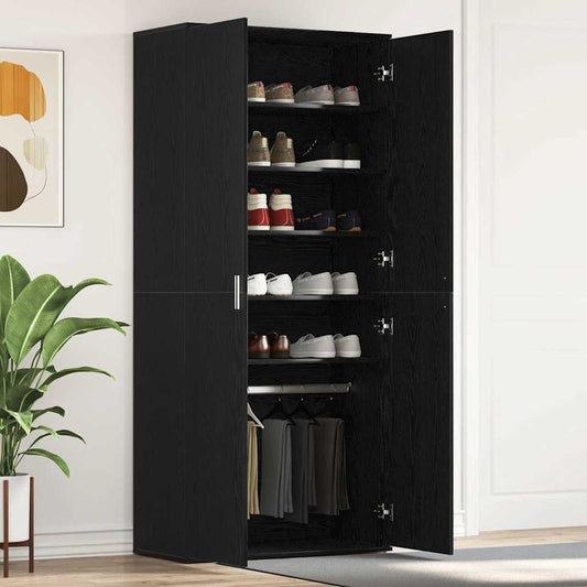 Schuhschrank mit Tür Schwarz 80 x 39 x 180 cm Holzwerkstoff