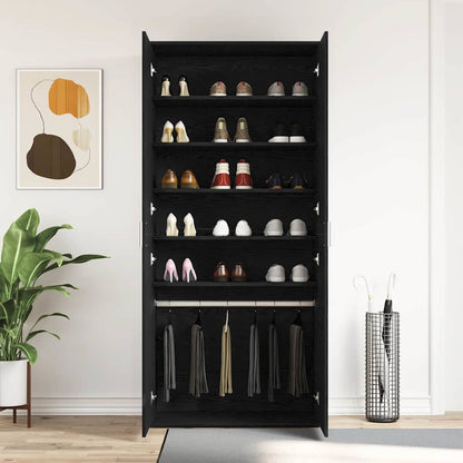 Schuhschrank mit Tür Schwarz 80 x 39 x 180 cm Holzwerkstoff