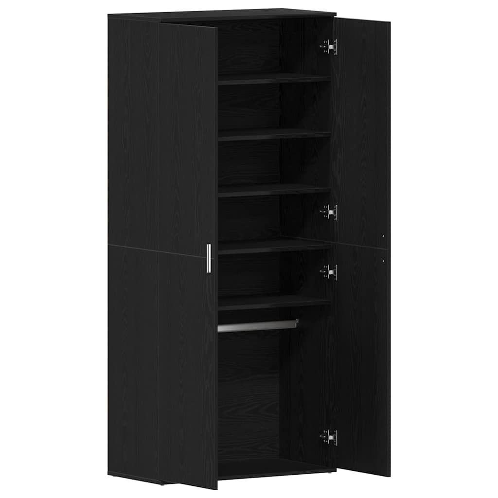 Schuhschrank mit Tür Schwarz 80 x 39 x 180 cm Holzwerkstoff