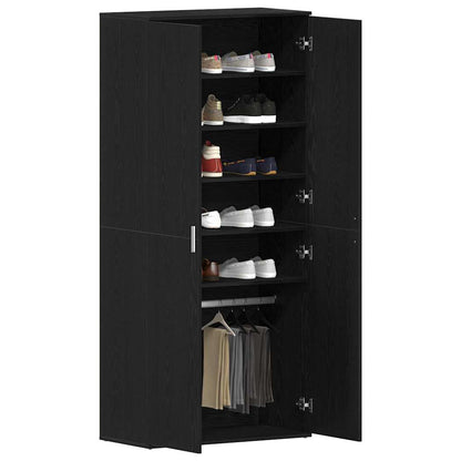 Schuhschrank mit Tür Schwarz 80 x 39 x 180 cm Holzwerkstoff