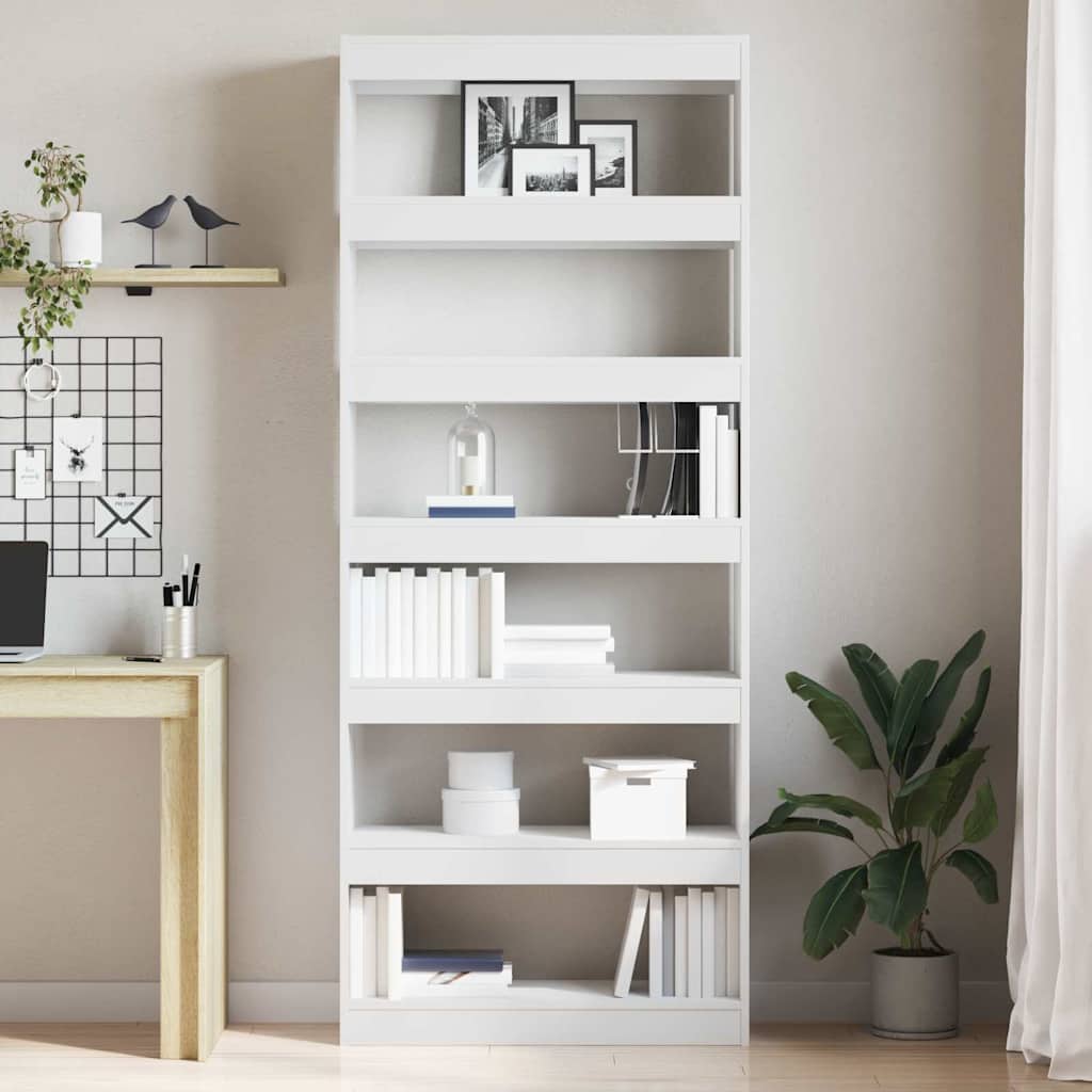 Bücherregal mit Regal Weiß 80 x 30 x 198 cm Holzwerkstoff