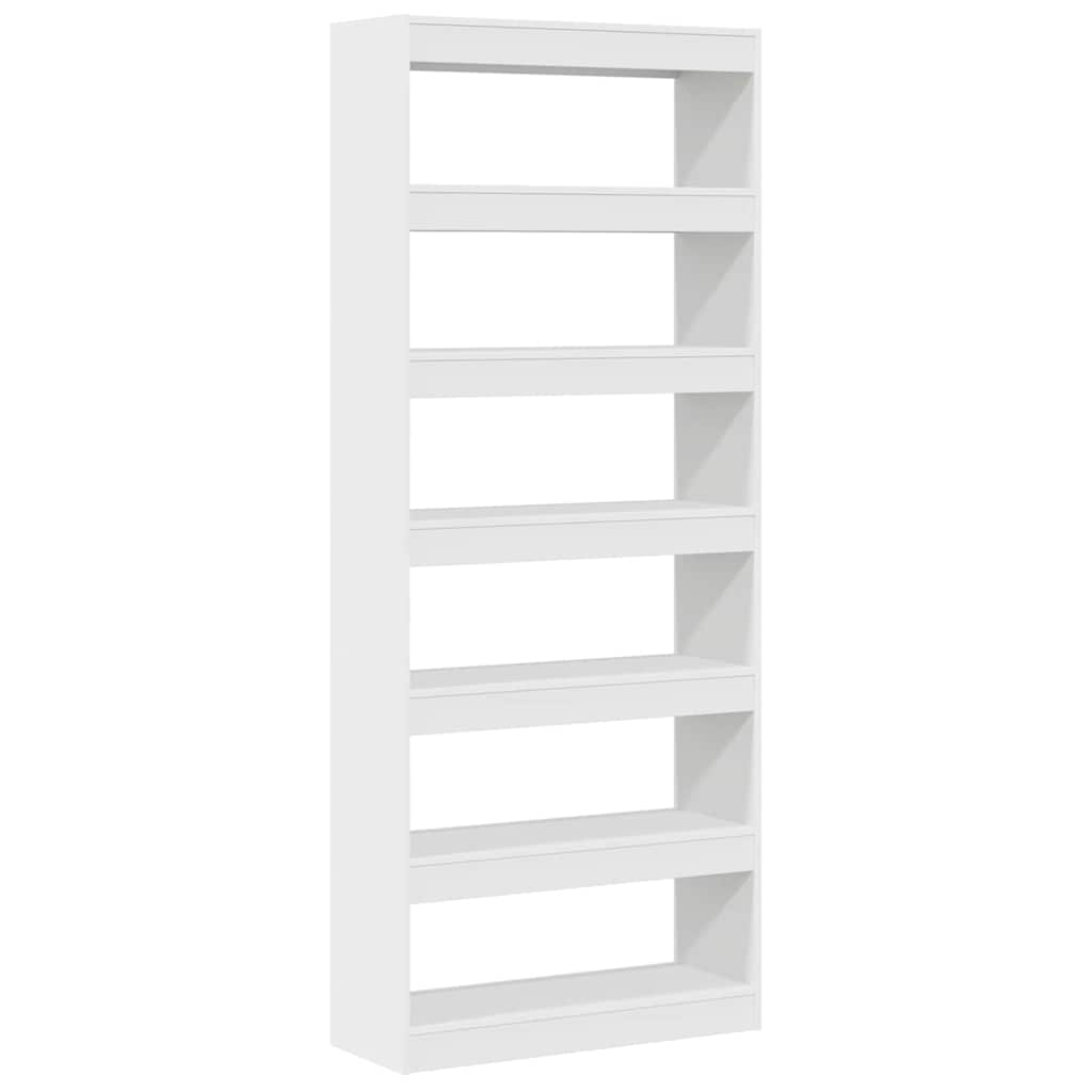 Bücherregal mit Regal Weiß 80 x 30 x 198 cm Holzwerkstoff