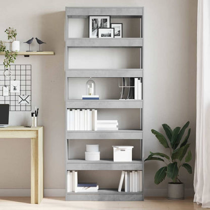 Bücherregal mit Regal Betongrau 80 x 30 x 198 cm Holzwerkstoff
