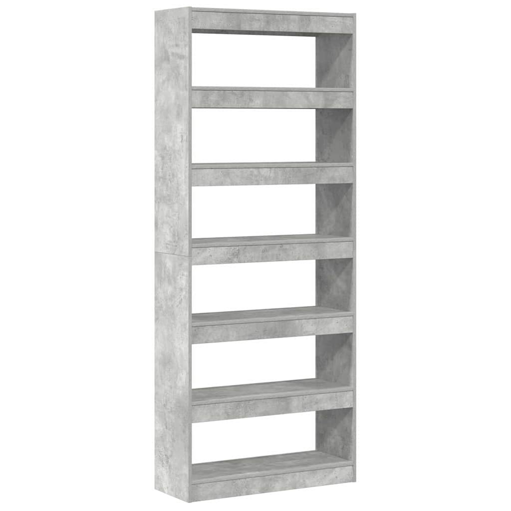 Bücherregal mit Regal Betongrau 80 x 30 x 198 cm Holzwerkstoff