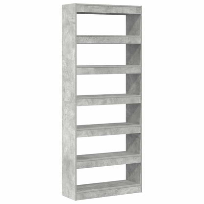 Bücherregal mit Regal Betongrau 80 x 30 x 198 cm Holzwerkstoff