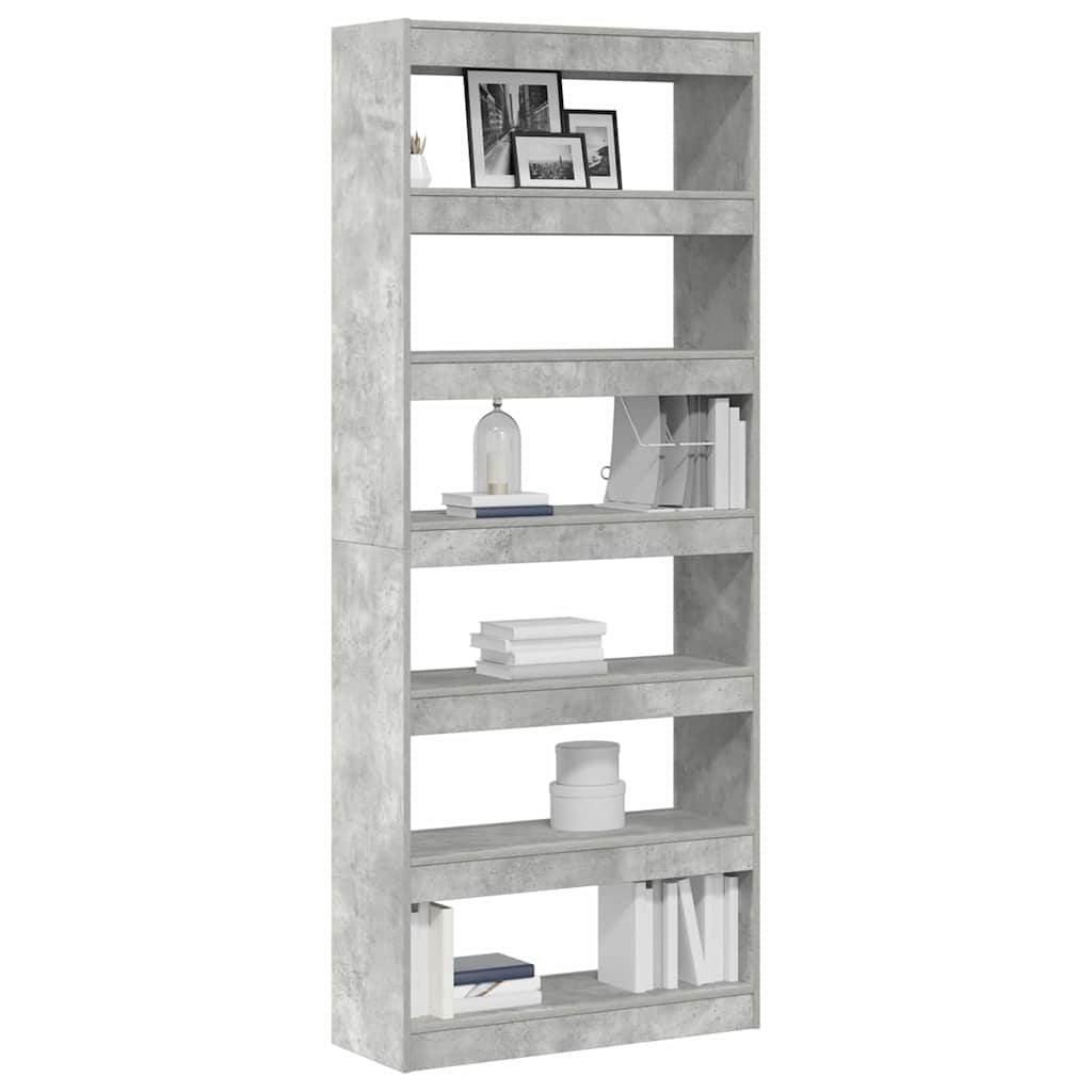 Bücherregal mit Regal Betongrau 80 x 30 x 198 cm Holzwerkstoff