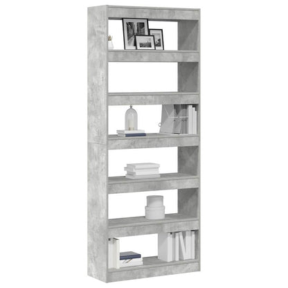 Bücherregal mit Regal Betongrau 80 x 30 x 198 cm Holzwerkstoff