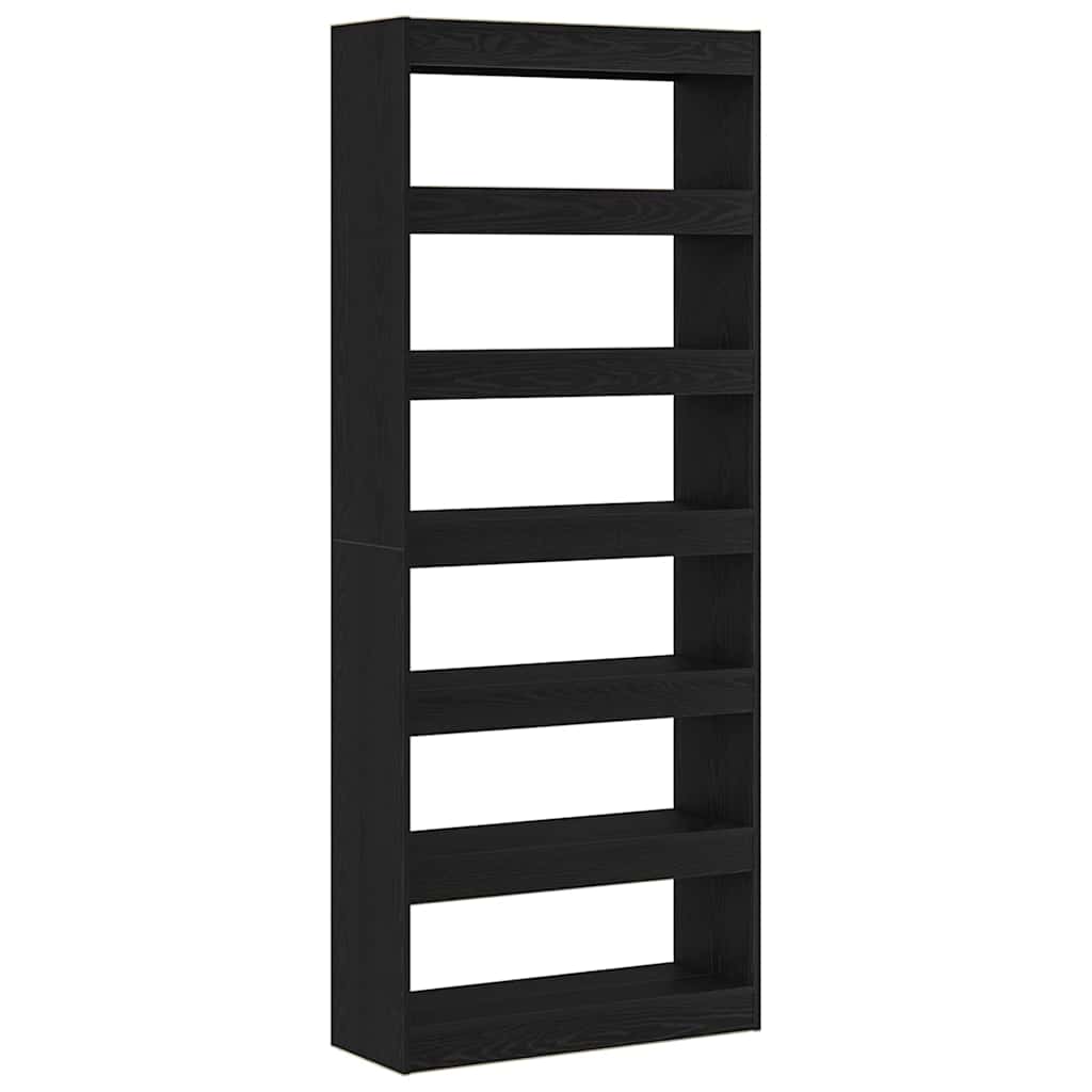 Bücherregal Schwarz Eichen-Optik 80 x 30 x 198 cm Holzwerkstoff