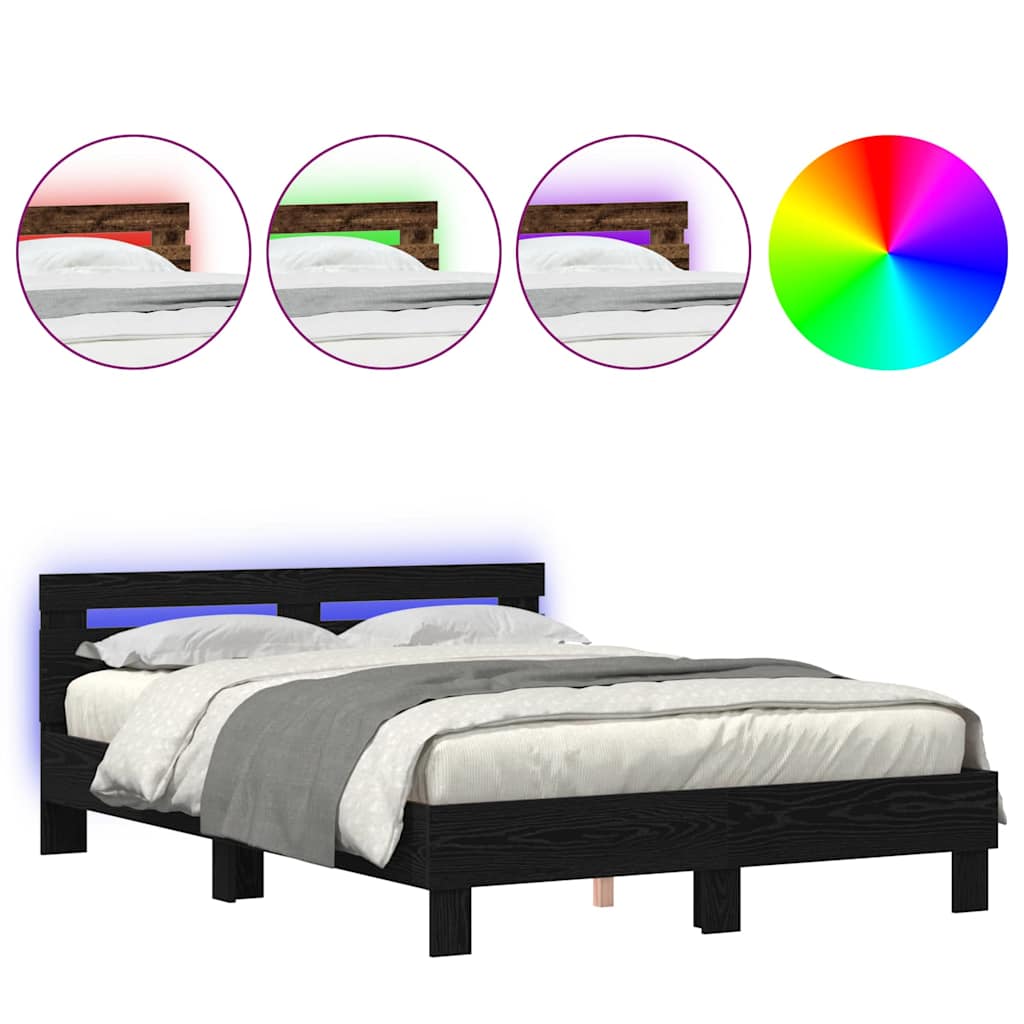 Bettgestell Schwarz Eichen-Optik 140 x 200 cm Holzwerkstoff