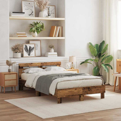 Bettgestell mit Kopfteil Altholz 135 x 190 cm Holzwerkstoff