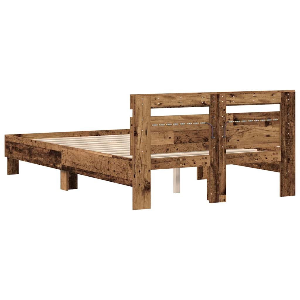 Bettgestell mit Kopfteil Altholz 135 x 190 cm Holzwerkstoff