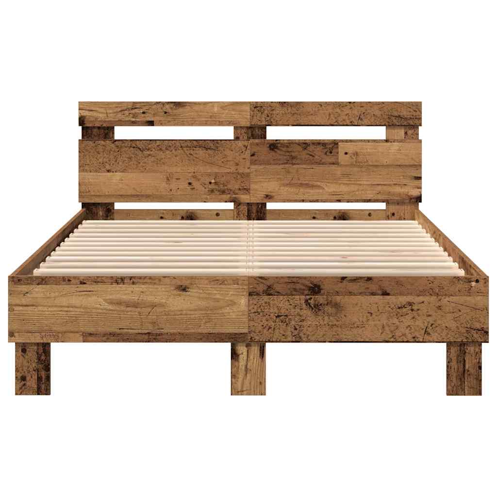 Bettgestell mit Kopfteil Altholz 135 x 190 cm Holzwerkstoff
