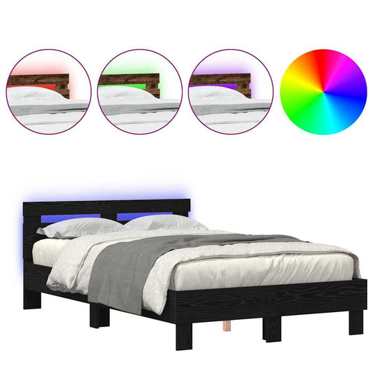 Bettgestell Schwarz Eichen-Optik 135 x 190 cm Holzwerkstoff