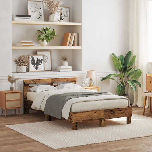 Bettgestell mit Kopfteil Altholz 120 x 190 cm Holzwerkstoff