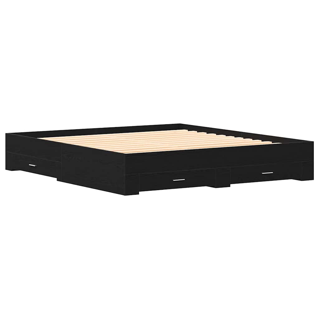 Bettrahmen Schwarz Eichen-Optik 180 x 200 cm Holzwerkstoff