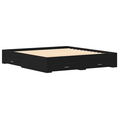 Bettrahmen Schwarz Eichen-Optik 180 x 200 cm Holzwerkstoff