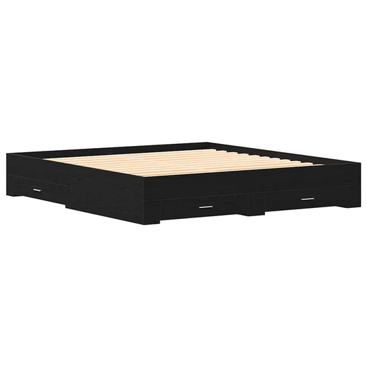 Bettrahmen Schwarz Eichen-Optik 180 x 200 cm Holzwerkstoff