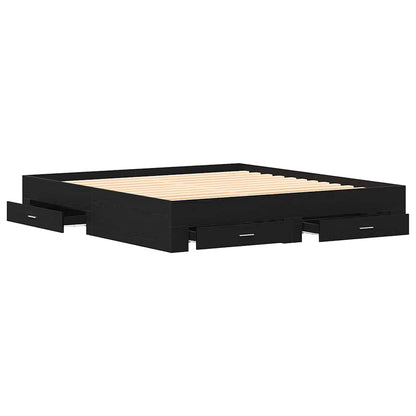 Bettrahmen Schwarz Eichen-Optik 180 x 200 cm Holzwerkstoff