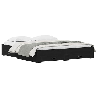 Bettrahmen Schwarz Eichen-Optik 180 x 200 cm Holzwerkstoff