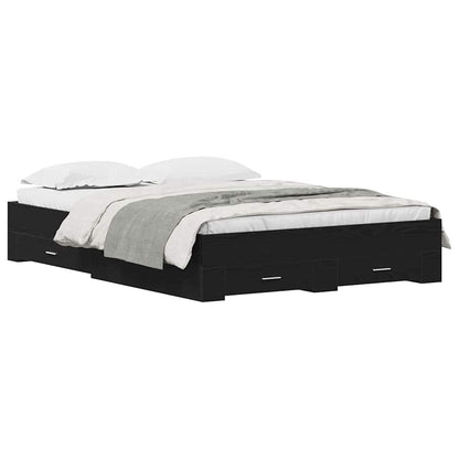 Bettrahmen Schwarz Eichen-Optik 160 x 200 cm Holzwerkstoff