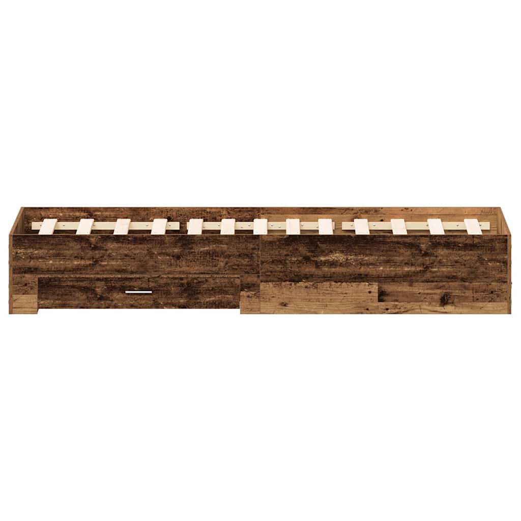 Bettrahmen mit Schubladen Altholz 120 x 200 cm Holzwerkstoff