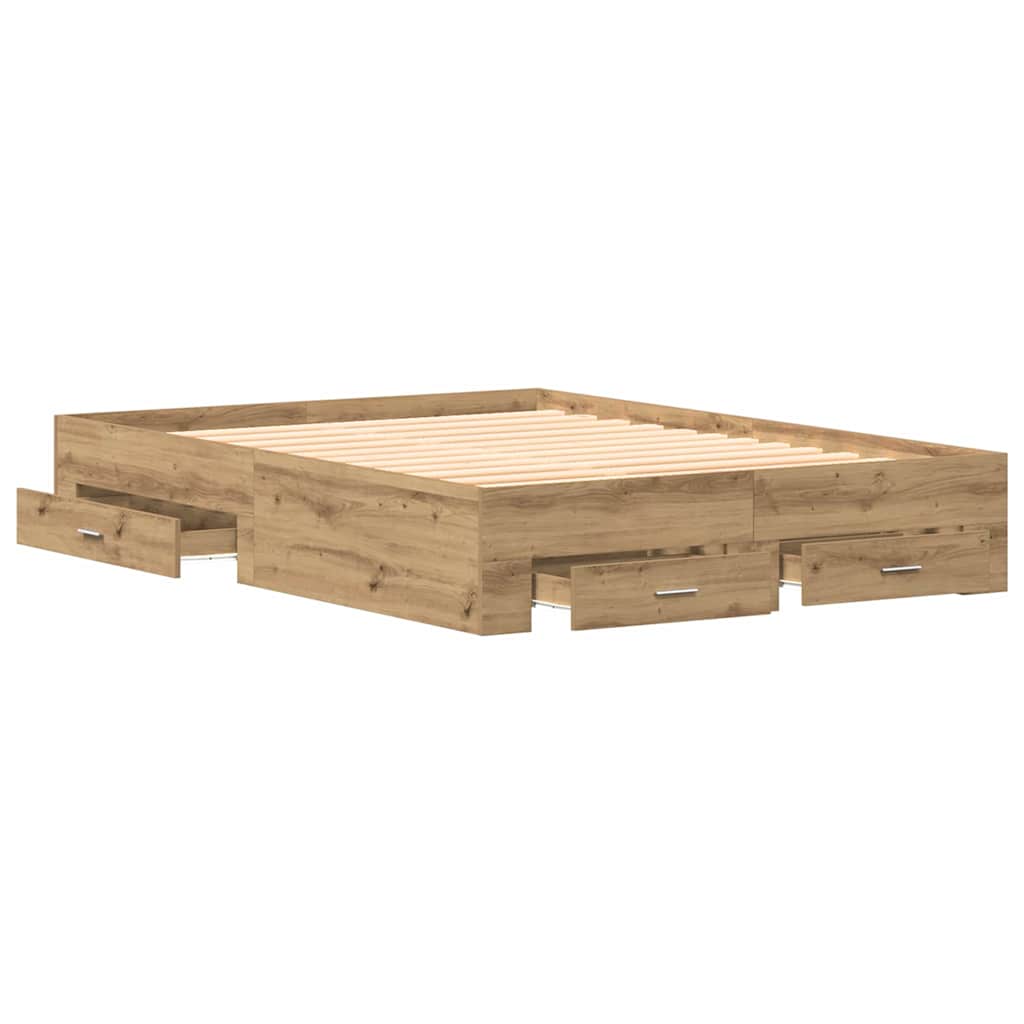 Bettrahmen Artisan-Eiche 135 x 190 cm Holzwerkstoff