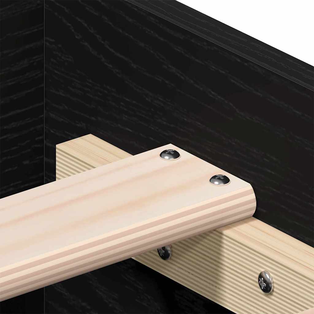 Bettrahmen Schwarz Eichen-Optik 135 x 190 cm Holzwerkstoff