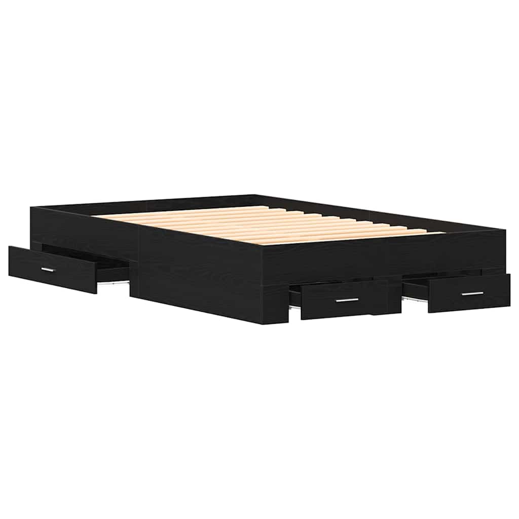 Bettgestell mit Schubladen Schwarz Eichen-Optik 120 x 190 cm