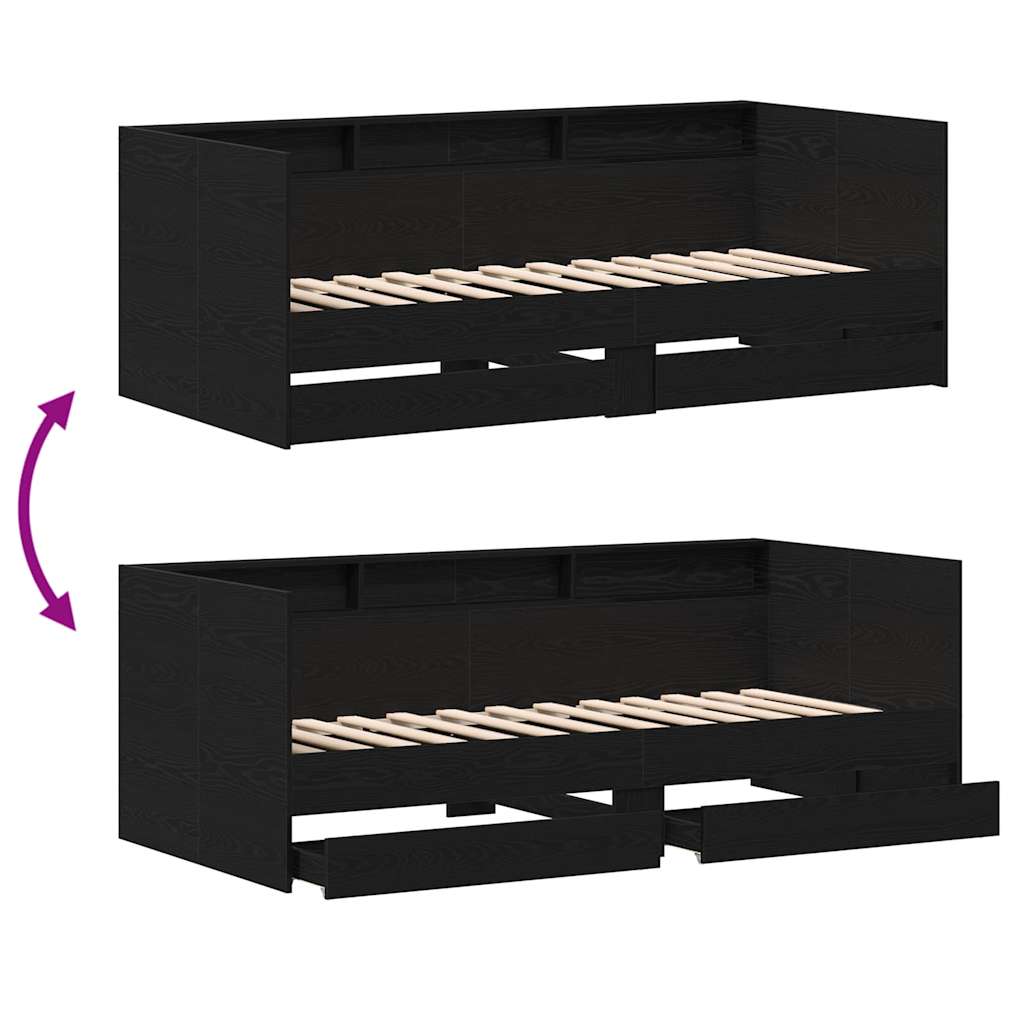 Tagesbett Schwarz Eichen-Optik 100 x 200 cm Holzwerkstoff