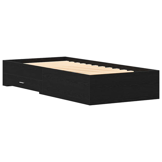 Bettrahmen Schwarz Eichen-Optik 90 x 190 cm Holzwerkstoff