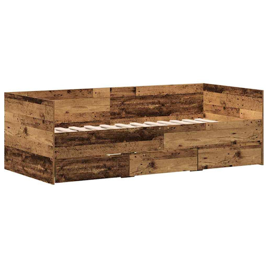 Tagesbett mit Kopfteil Altholz 90 x 190 cm Holzwerkstoff