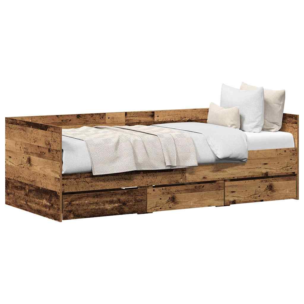 Tagesbett mit Kopfteil Altholz 90 x 190 cm Holzwerkstoff