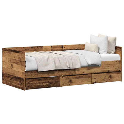 Tagesbett mit Kopfteil Altholz 90 x 190 cm Holzwerkstoff