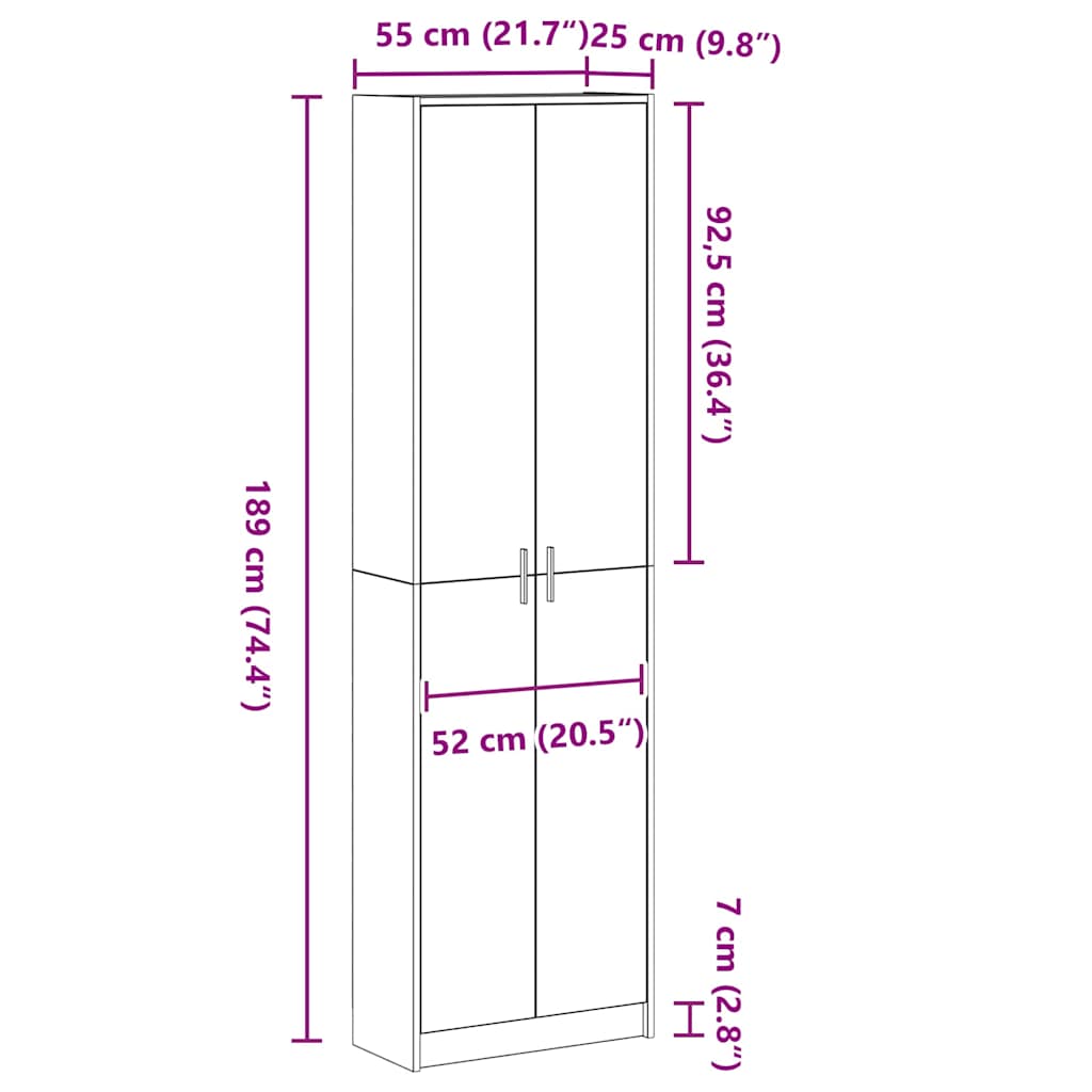 Kleiderschrank mit Regal Braun Eichen-Optik 55 x 25 x 189 cm