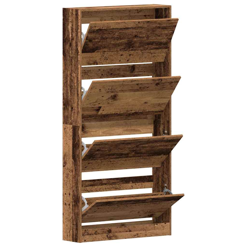 Schuhschrank mit Tür Altholz 80 x 21 x 163.5 cm Holzwerkstoff