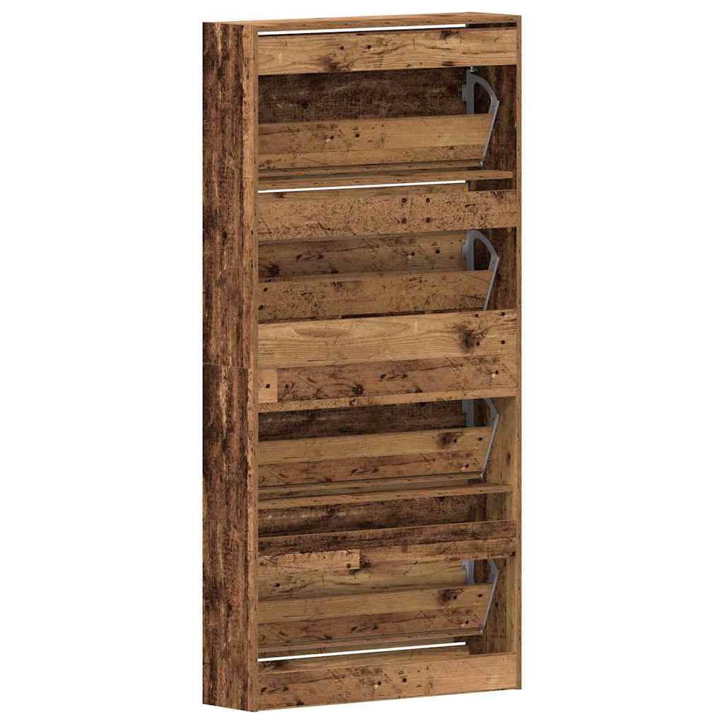 Schuhschrank mit Tür Altholz 80 x 21 x 163.5 cm Holzwerkstoff