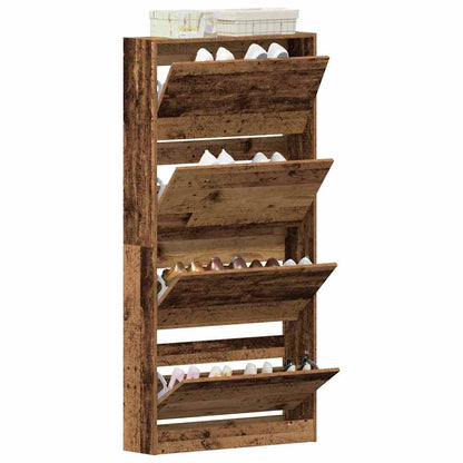 Schuhschrank mit Tür Altholz 80 x 21 x 163.5 cm Holzwerkstoff