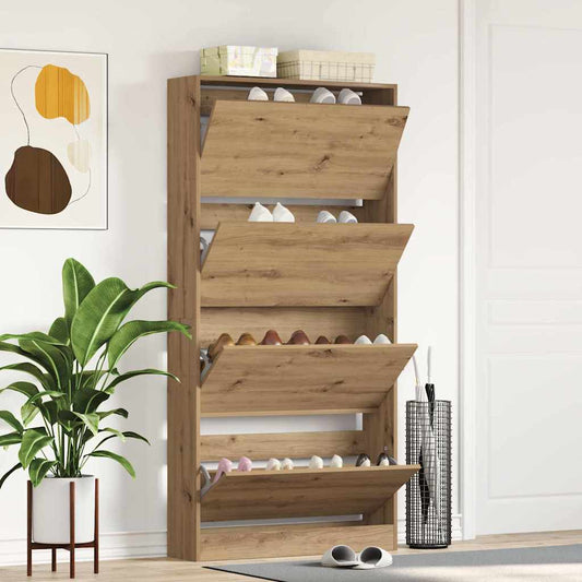 Schuhschrank mit Speicher Eiche handwerklich 80 x 21 x 163.5 cm