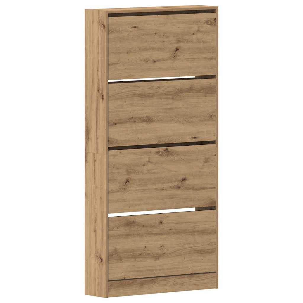 Schuhschrank mit Speicher Eiche handwerklich 80 x 21 x 163.5 cm